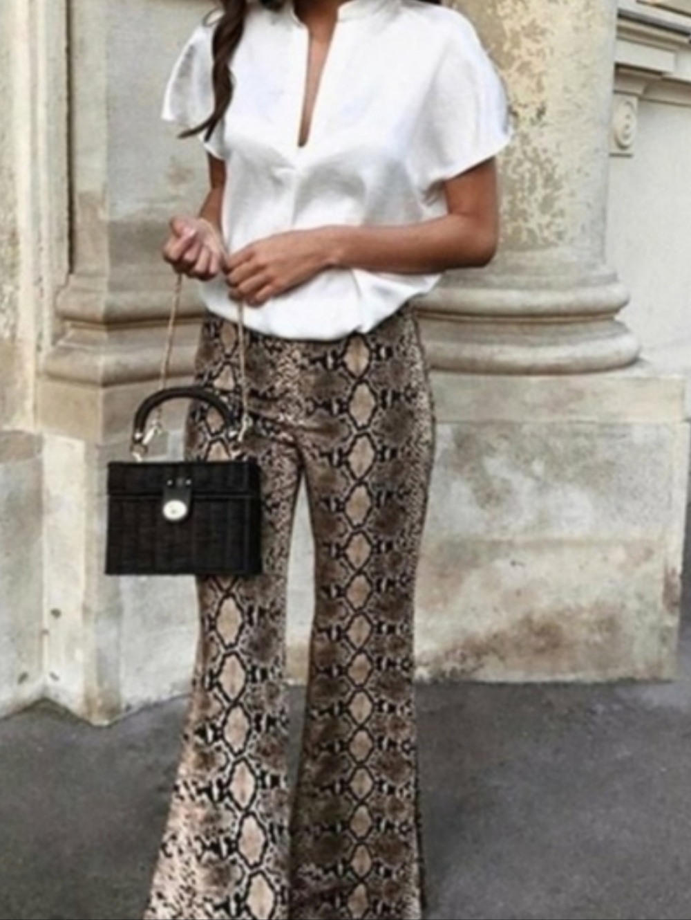 Zara Women's Python Snake Print Flareleg Trousers XL - Picture 2 of 8